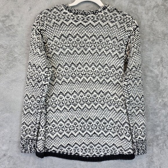 Ann Taylor Sweater Womens XS Black White Wool Blend Crewneck Hi Low Pattern Knit - Picture 11 of 11
